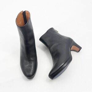 Dr. Liza Kristin Black Leather Platform Ankle Booties Blue Zipper Size 8